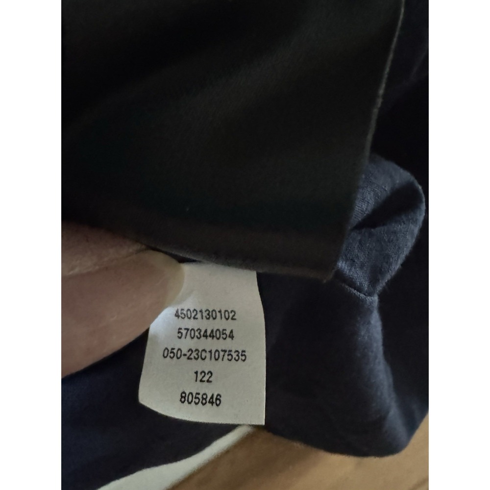 Chico's Navy Blue Eyelet Tiered Dress Size 14 100% Cotton, Lined, V-Neck - Picture 10 of 12